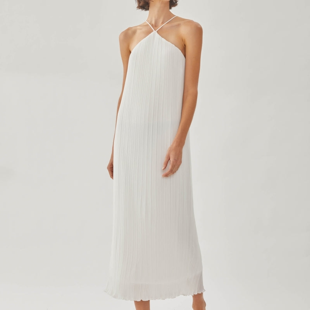 Elegant White Halter Dress